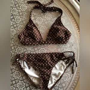 Roxy brown polka dot bikini
